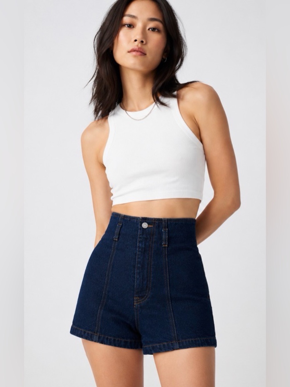 MOUSSY High Rise Sailor Denim Shorts Dark Wash Size 1 (XS/25) Japanese Denim